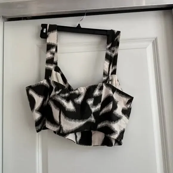 Banana Republic Women’s Linen Blend Tulip Matching Skirt Top Set 14-16 Tropical - Picture 5 of 16